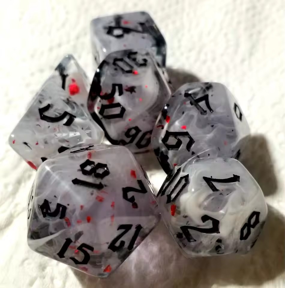 Review photo of Scarlet Aftermath Resin DND Dice 7 Set